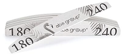 Aba Group Professional Nail File Set - Double-Sided Nail Files for Gel Nails - Nail Files Slim (2 mm) Pack of 25 - Files for Gel Nails Gradation 180/240 - Nail Files Crescent Shape