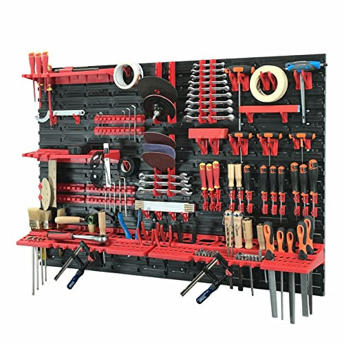 Valle Verde 68-tlg. Werkzeugwand Set - 1152 mm x 780 mm - Lochwand Werkstatt, Werkstattwand mit Werkzeughaltern, Werkstatteinrichtung, Wandregal - für Werkstatt, Garage - Erweiterbar, Kunststoff