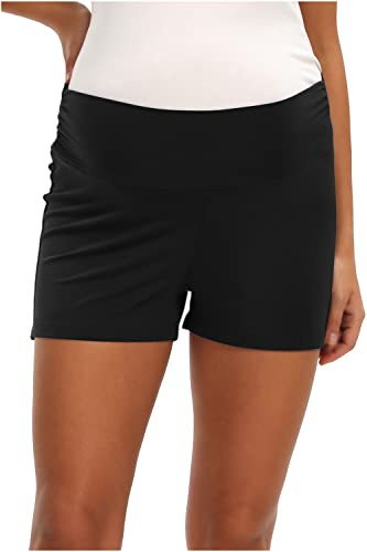 JMITHA Legging Court Grossesse Maternité, Pantalons Short Femme Maternité Vêtements Grossesse et maternité Short Coton sans Couture Confortable pour L'été (XL, Noir/Mi-Taille)