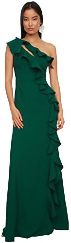 Trendyol Detailliertes Abendkleid und Abschlusskleid Vestido Formal de Noche, Emerald Green, 38 De Las Mujeres