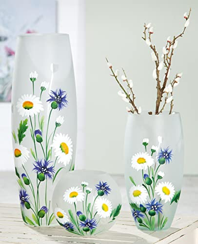 GILDE Kugelvase Wildblumen Glas blau, grün, weiß 39302