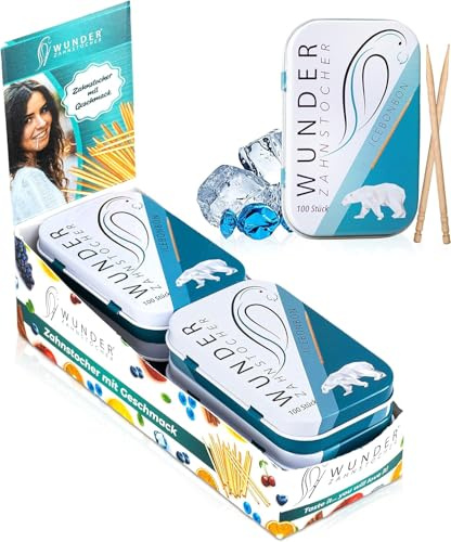 Wunder Zahnstocher Display (6er Pack) - Zahnstocher mit Geschmack | frischer Atem mit Aromatisierte Zahnstocher - Zuckerfrei