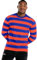 Mens Long Sleeve T Shirt Striped(Orange Blue,XL)