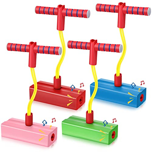 4 Pcs Pogo Stick Foam Pogo Jumper for Kids Foam Pogo Jumper Pogo Stick Toy Fun and Safe Jumping Stick for Teens Adults Outdoor Indoor Sports Gift,Makes Squeaky Sounds and Squeaks with Each Hop
