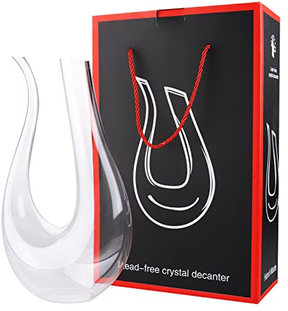 JMIATRY Wine Decanter, 1.5L Glass Wine Aerator, U Shaped Classic Red Wine Decanter with Easy Pour Slanted Spout