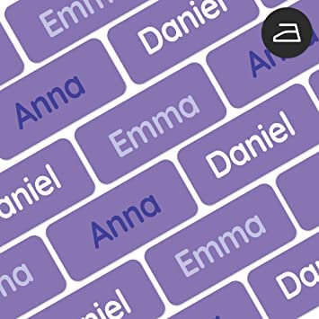 My Nametags® 56 Iron On Name Labels for Clothes | Waterproof & Washable Name Tags for Clothes & School Uniforms | Clothing Labels for Kids, School, Nursery, Kindergarten & Care Homes - Purple