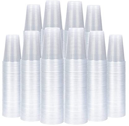 1000 X 180ML Clear Plastic Disposable Drink Cups for Water Coolers/Travel/Camping/Parties and Events- (180ML / 7 Ounce) (1000)