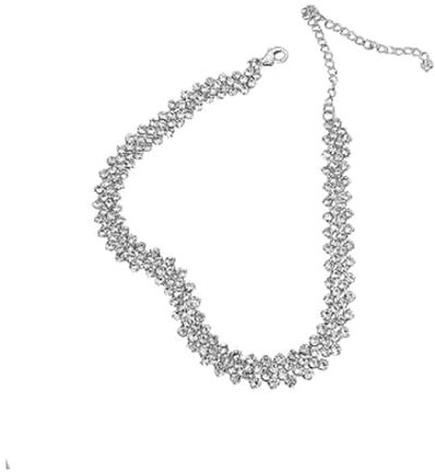 BSLVWG Strass Choker Halskette Silber Diamant Reihe Halsketten Funkelnde Kristall Halskette Kette Jewerly Mode Minimalist Party Prom Zubehör für Frauen und Mädchen