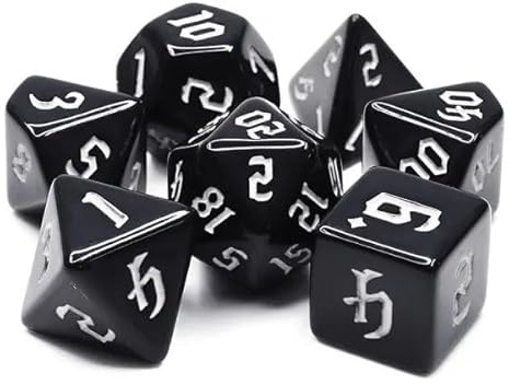 Dice4friends Würfelset Opaque: Chon drite Black/White (7)