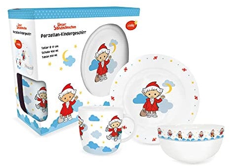 Trötsch Unser Sandmännchen Geschirrset aus Porzellan: Geschirr für Kinder Kindergeschirr Geschenk Geschenkidee Geschirrset Unser Sandmännchen Sonstiges Zubehör