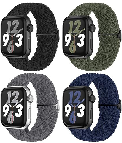 Suitisbest Braided Band Compatible for Apple Watch Strap 40mm 41mm 38mm 42mm 44mm 45mm 46mm 49mm for Women Men, Stretchy Elastic Strap for iWatch SE Series 10 9 8 7 6 5 4 3 2 1 Ultra Ultra2