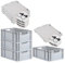 PROREGAL SuperSparSet 4x Eurobox NextGen Grip mit Scharnierdeckel und schwarzen Schiebeschnappverschlüssen, HxBxT 22x40x60cm, 44 L, Grau, Griffe offen, Eurobehälter, Transportbox