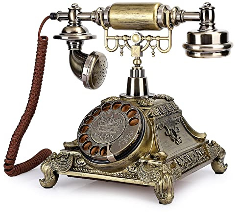 Kabelgebundenes Festnetztelefon, Altmodisches Antikes Vintage-Telefon Klassisches Europäisches Plattenspieler-Zifferblatt Retro-verdrahtetes Telefon für Home-Office-Dekor