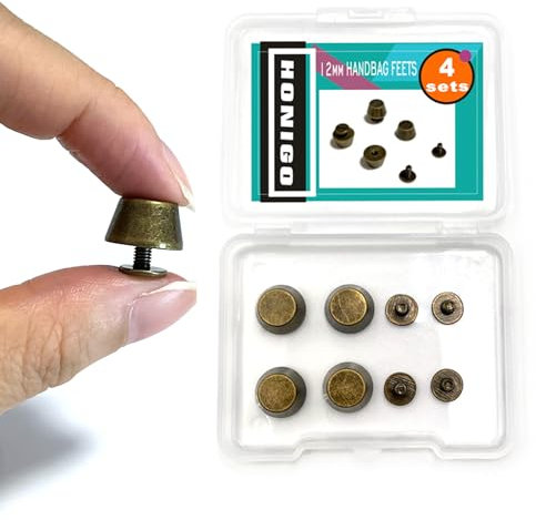 Honigo - Juego de 4 remaches de bolsos de bronce, patas de cabeza plana de 1,27 cm, clavos de latón macizo, patas roscadas, hebillas de 12 mm, artesanía de cuero para bolsos de cuero
