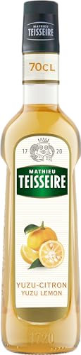 Sirop de Citron Yuzu Mathieu Teisseire, pour boissons, cocktails avec ou sans alcool, thés, boissons gazeuses, vins, bières, bouteille de 70cl