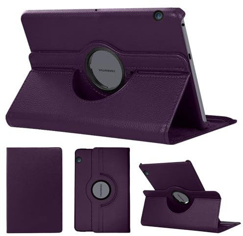 SWEIMEN Étui Rotatif pour Huawei MediaPad T5 10 Tablette Housse de Protection avec Réveil Automatique Rotation Coque