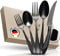 Glavory Aurora - Besteck Set Schwarz gestanzt - Besteck für 6 Personen 30teilig - rostfreier 18/8 Edelstahl - schwarzes Besteck spülmaschinenfest mit edler Verpackung - 2 in 1 Steakmesser