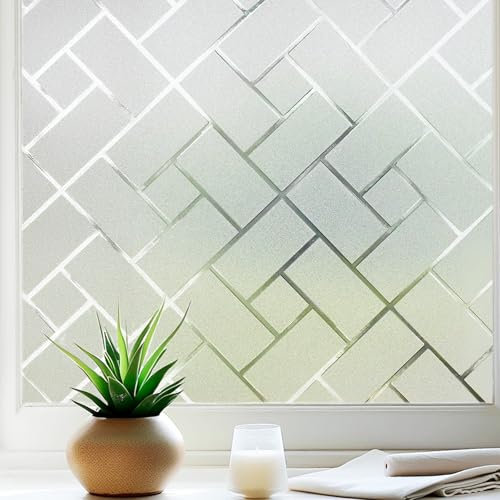 Qualsen Film Fenetre Anti Regard Film Occultant Fenêtre Film Electrostatique Vitre Anti UV Film Effet Dépoli pour Bureau Maison Salle de Bain Chambre Cuisine(Blanc,30x120cm)