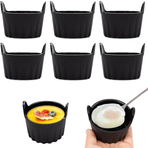6PCS Moule Silicone Air Fryer, Plat Silicone Air Fryer, Moule Air Fryer Réutilisable Plat pour Air Fryer, Cuit Oeuf Micro Onde Moule for Air Fryer, Air Fryer Accessoires (Noir)