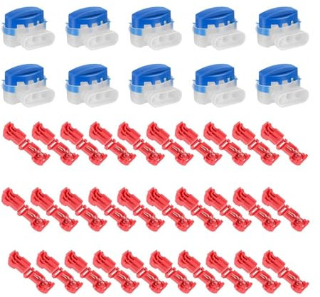 40 Pezzi Morsetti connettore con Gel, Connettori per Filo Perimetrale Robot Tagliaerba per Cavi Elettrici Giardino Rasaerba Robot Tosaerba con 10 Connettori Terminali