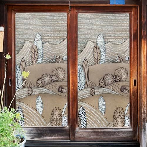 Milchglasfolie Brauner Baum Weiß Fensterfolie Blickdicht Fenster Sichtschutzfolie Milchglasfolie Selbstklebend Fenster Milchglasfolie Fenster Sichtschutzfolie Fenster Folie für Fenster 60x116cm/3 Pcs