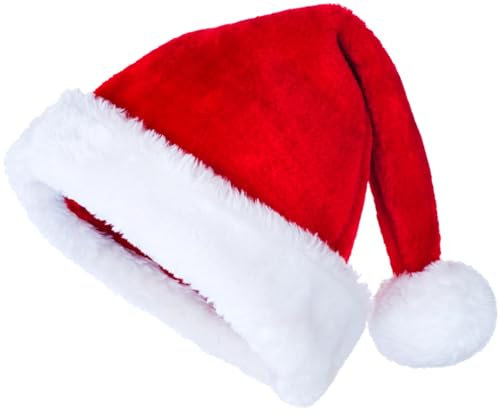 Hatstar Weihnachtsmütze - Nikolaus Weihnachtsmann Santa Claus Mütze - Dicker Plüsch Rand Fellrand - kuschelweich & angenehm