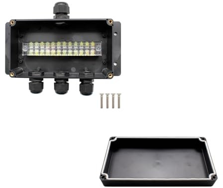 WJUAN Verteilerkasten 200 x 90 mm, IP66abzweigdose, 4 Leitungen Aufputz Anschlussdose Wasserdichter, Mit Kabelverschraubung, Geeignet für Verkabelung, Elektroinstallation, Stromkreiserweiterung