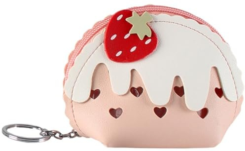 HiyyFloy Schöne Erdbeer-geldbörse Reißverschluss, Schlüsselanhänger, Niedliche Mini-geldbörse, Eiscreme, Kleine Organizer-Tasche, Reise-geldbörse, Schlüsselanhänger-Halter Für Frauen