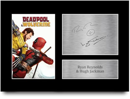 HWC Trading A4 Deadpool & Wolverine Reynolds & Jackman Los Regalos Imprimieron La Imagen Firmada Del Autógrafo Para Los Fans De La Memorabilia De La Película - A4