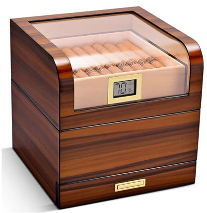 Zigarrenkiste aus Zedernholz mit transparentem Sichtdeckel, großer Stauraum, Premium-Humidor mit Hygrometer, Klavierlack,A