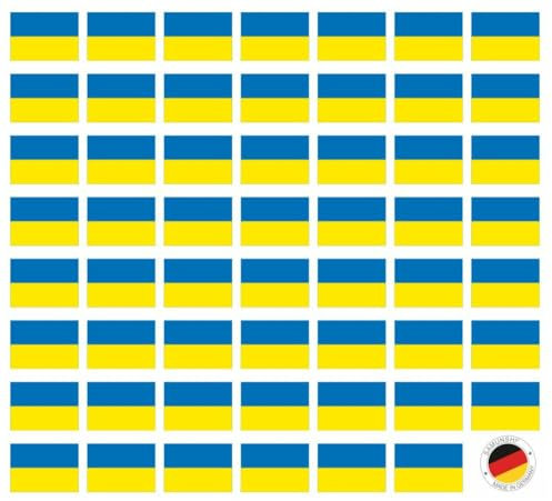 Samunshi® Aufkleber Set Ukraine Fahnen Autoaufkleber 55 Flaggen Set je 2cm breit | Länderflaggen Länderfahnen | Modellbau Fahrrad Auto Motorrad