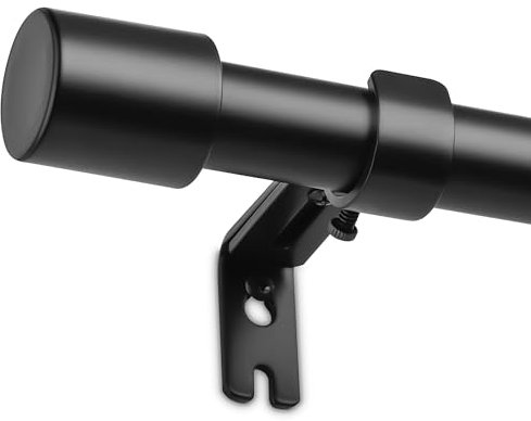 Zocipro Gardinenstange Schwarz, 76-152 cm Vorhangstange Ausziehbar Metall 19 mm Durchmesser für Schlafzimmer Wohnzimmer oder Küche