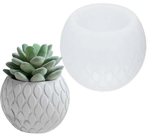 PATIKIL Silicone Mould Pot, 2.6x3.2 Inch Leaves Texture Concrete Flower Pot Moulds for DIY Succulent Planter Candle Pen Holder Mould, White