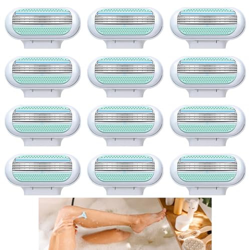 12 PCS Replacement Razor Blades Compatible with Gillette Venus, Extra Smooth Women's Razor Blade Refills, 3 Layer Blade & Pivoting Head, Effortless Glide, Easy to Replace (12 Pcs) (12 Pcs)