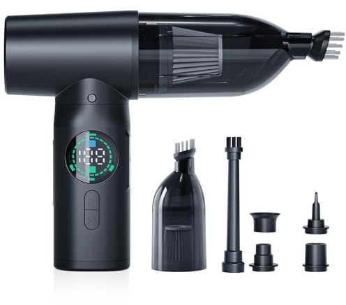 NGTeco Druckluftstaubtuchreiniger, 100000 U/min Handheld Elektrisch 3 in 1 Luftgebläse, Staubsauger mit 7500mAh Akku, 6.8Kpa Saugkraft, LED-Anzeige, Licht, Kabellos für Auto, PC, Laptop, Tastatur