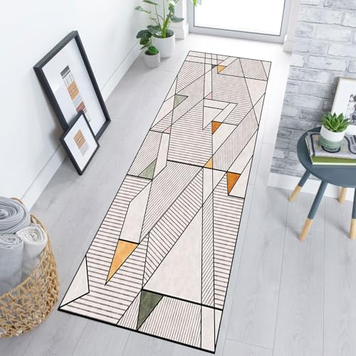 SUNLIMEI Teppich Läufer Flur rutschfest 55 x 200 cm rutschfest Flurläufer Lang, Teppiche Meterware mit Gelrücken, Modern Design, Pflegeleicht für Wohnzimmer, Flur, Küche, B