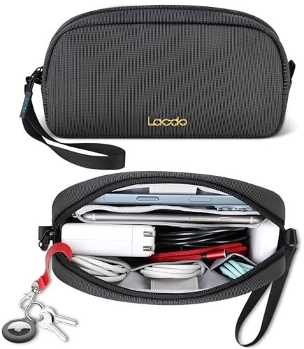 Lacdo Electronics Organizer Reisetasche, Reisetasche Kabel-Organizer für das Nötigste, wasserfestes technisches Zubehör Trageaufbewahrung für Telefon, Kabel, Airpods, USB-Flash-Laufwerk, Schwarz