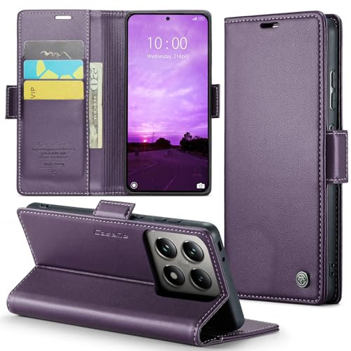 Phernykas for Xiaomi 14T Wallet Case with Card Holder, Kickstand RFID Blocking Magnetic Closure Shockproof Protective PU Leather Case for Xiaomi 14T Flip Case Wallet - Purple