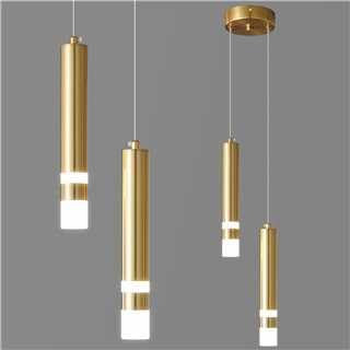 ZPBSJ Moderne Pendelleuchte Einstellbare Höhe LED Gold Mini Pendelleuchte für Kücheninsel Schlafzimmer Nachttisch Kleine Pendelleuchten (2-Licht)