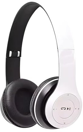 SterlingEdge P47 Wireless Bluetooth Headphones, HiFi Stereo Over Ear Headset Noise Cancelling Sports Foldable Earphones for Home Travel Office (White)