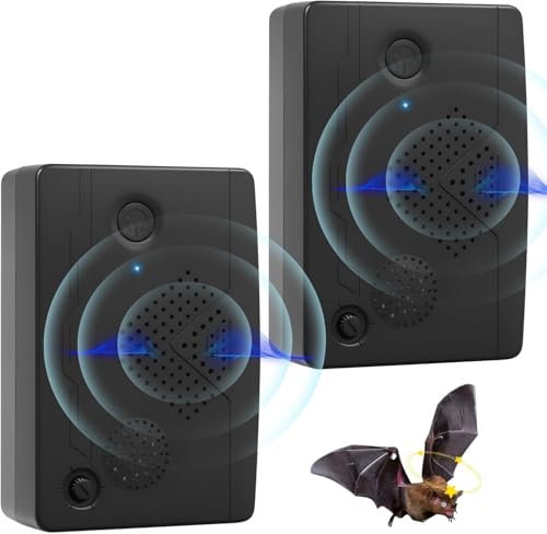 Lot de 2 répulsifs à ultrasons pour chauve-souris d'extérieur pour grenier, appareils dissuasif pour se débarrasser des chauves-souris, répulsif à ultrasons à ultrasons d'intérieur pour garder les