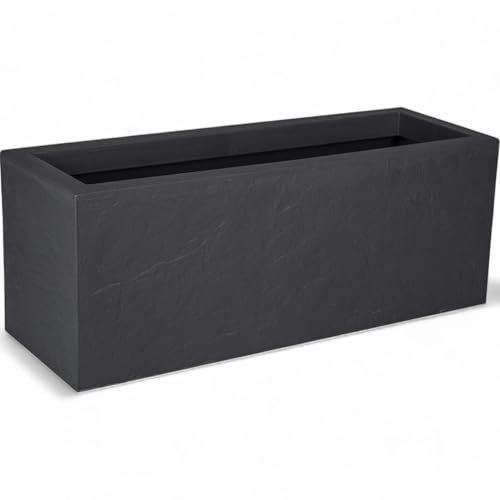 Jardinera Decorativa Grande para Interior y Exterior - Macetero Efecto Piedra de 80x30x30 cm, Ideal para Plantas Naturales y Orquídeas, Macetas Decorativas Modernas, 1 Unidad