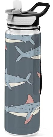 OWFKAY Botella de agua Tritan sin BPA, botella de agua deportiva con asa de transporte, a prueba de fugas, ideal para viajes, escuela, gimnasio, aire libre, 907 ml