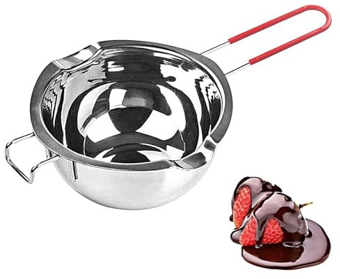 Stibtmr 400ml Creuset pour Bain Marie Bol De Fusion Bain Marie Fondoir À Chocolat en Acier Inoxydable Pot De Fusion pour La Cire Chaudière Chauffe Beurre