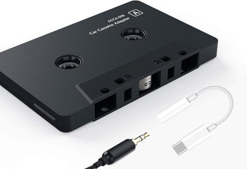 Car Audio aux Cassette Adapter and a Type C to 3.5mm Audio Aux Jack Adapter,Compatible for Google, Samsung, Xiaomi, Huawei all TYPE C Port Devices.