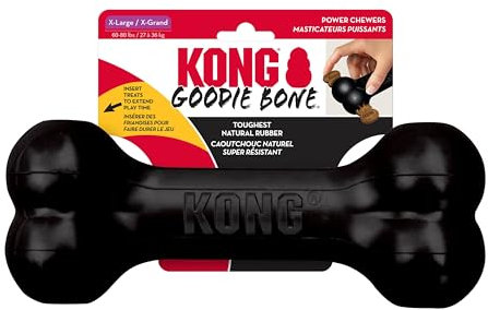 KONG - Extreme Goodie Bone Most Durable Natural Rubber Dog Bone for Power Chewers - Black - for Extra Large Dogs