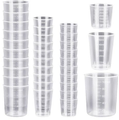 Measuring Cups 30 PCS, Reusable Measuring Jugs 30ml 50ml 100ml Easy Read Measurement Essential Versatile Non Fragile Solution Kitchen and Laboratory for Accurate Liquid Measure
