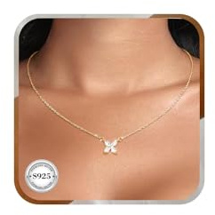 J.Fée Halskette Damen Goldkette Damen Vierblättrige Blume Goldkette mit Anhänger Kette Gold, Schmuck Dupes Schmuck Geschenk für Weihnachten Geburtstag Jahrestag