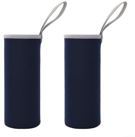Funda térmica aislada para botella de agua, bolsa protectora para botellas deportivas, funda de neopreno con asa para acampar al aire libre, senderismo, viajes (1500 ml, negro)