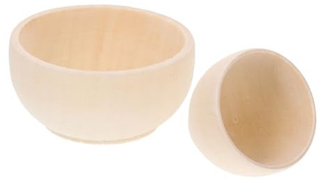 HOMSFOU 2pcs DIY Natural Unpainted Wooden Bowls Set Small Large Blank Wood Crafts Bowls for Painting and Home Decoration for Art Projects and
